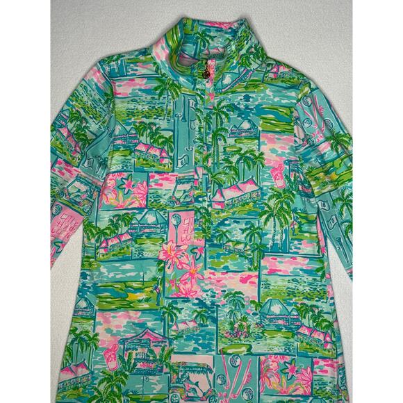 Lilly Pulitzer Claudia UPF 50+ fabric, High Tide Navy Honda print dress large - Picture 6 of 15